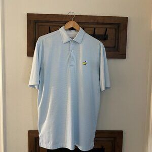 Mens Masters Tech Performance Golf Shirt Polo with Thin Blue Stripes - Size M